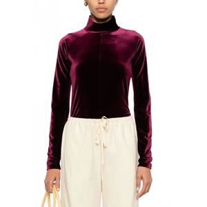 NEW FORTE FORTE stretch velvet turtle neck t-shirt in ruby